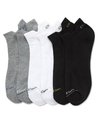 Image of Calvin Klein Mens No Show Socks - 6 Pack Soft Cotton Blend Cushioned Athletic Low Cut Socks for Men for Sports and Running