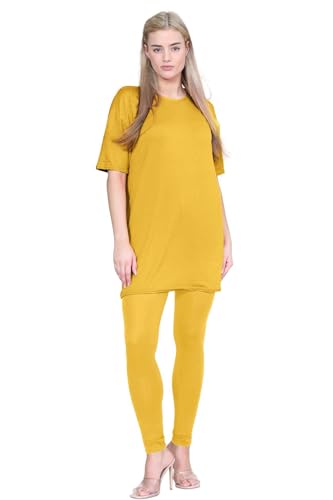 Hamishkane® Co Ord set för kvinnor, enfärgade damträningsoveraller, lång baggy, överdimensionerade kortärmade t-shirts, elastisk midja, fitnessleggings, 2-delad outfit, sommar loungewear-set för