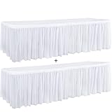 PARTISKY Plastic Table Skirts for Parties Disposable,White Plastic Tablecloths for Rectangle Tables