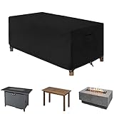 WOMACO Patio Rectangular Fire Pit Cover Waterproof Outdoor Fireplace Cover Heavy Duty Rectangle Fire Table Firepit Cover - 48 x 30 x 24 inches, Black