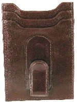 Portefeuille cuir marron personnalisé avec pince à billets pour éviter les poches gonflées