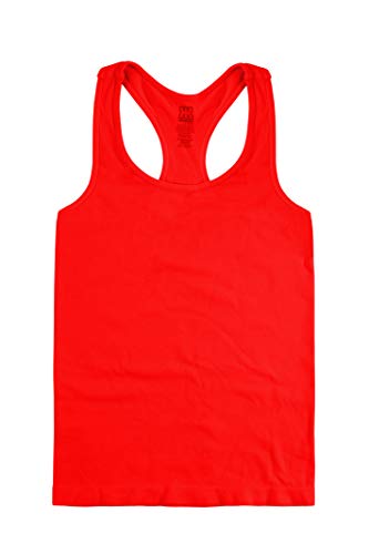 Kurve Premium Girls Seamless Supersoft Wide Strap Comfortable Racerback Tank (Made With Love In The Usa), Red, Age 7-12 #TOP2