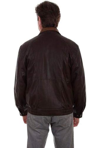 Image of Scully Men's Chocolate Leather Rectangle Coat