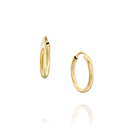 Tiny Gold Filled Hoop Earrings - Designer Handmade 12Mm Thin Dainty Pair Of Hoops #TOP9