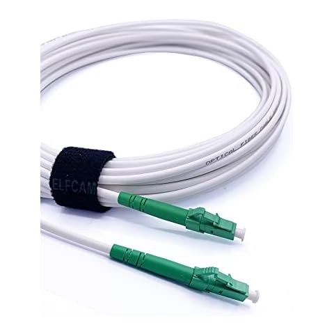 Elfcam® - LWL Glasfaser-Kabel Simplex LC/APC 8° zu LC/APC 8° Stecker, 9/125μm OS2 Patchkabel LSZH, FTTH Lichtwellenleiter, Weiß (5M) Cover