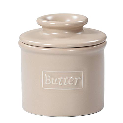Butter Bell - The Original Butter Bell Crock by L. Tremain, French Ceramic Butter Dish, Café Matte Collection, Beige