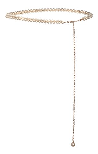 eVogues Plus Size Adjustable Pearl Chain Link Waist Belt2