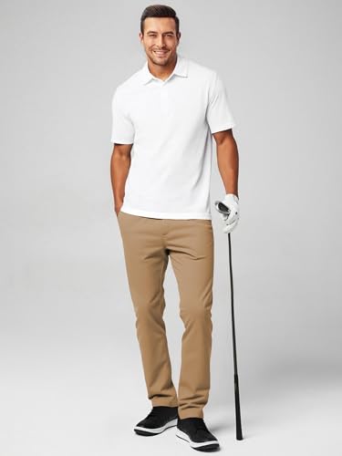 JMIERR Men's Chino Pants Casual Elastic Waist Tapered Golf Trousers