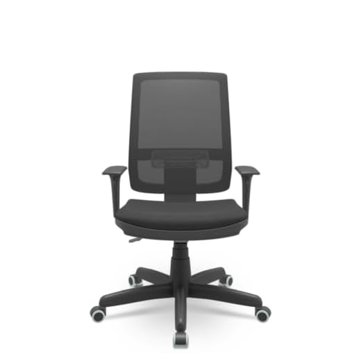 Cadeira Presidente Brizza Tela Back System Com Assento Crepe Plaxmetal Preta