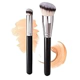 Cabello de fibra suave: Los pinceles de maquillaje están hechos de cerdas de fibra sintética suave, mango de madera y tubo de aluminio grueso, duradero y no fácil de caer.