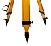 Fiberglass Surveying Tripod, Heavy Duty Yellow Fiberglass and Wood Tripod with Dual Clamp and Copper Center Screw for Robotic Total Stations and Theodolite (Round Head-B)
