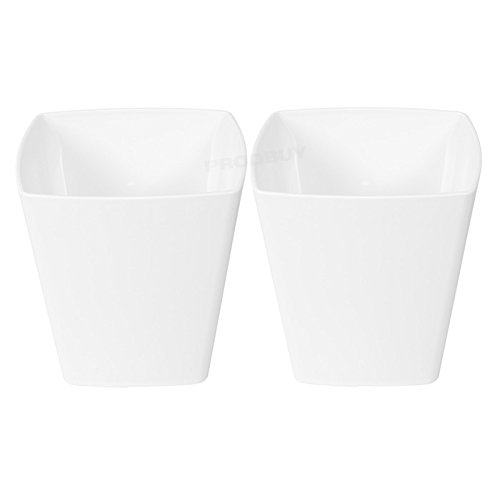 ProdBuy Limited 2 x WHITE Square 14cm Plastic Plant Pot Cover Troughs