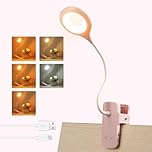 Akynite 3W Rechargeable Clip on Bed Light, Type C Charging, 5 Colour & 5 Brightness, 28 LED Touch Control Bedside Lamp Flexible, Small Battery Clip Light, Reading Light Clip on Bed for Kids, Pink