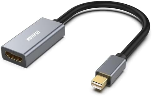 BENFEI Adapter Mini DisplayPort na HDMI, adapter Thunderbolt 2 na HDMI, kompatybilny z MacBook Air/Pro, Microsoft Surface Pro/Dock, monitor, projektor [pozłacane złącza i aluminiowa powłoka]