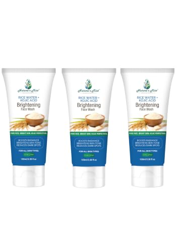 Image of Nature's Mist Rice Water + Kojic Acid Brightening Face Wash 100ml, Pack of 3 | Brightens Skin Tone | Helps Reduce Dark Spots | Evens Skin Tone | Strengthens Barrier | Hydrates & Nourishes