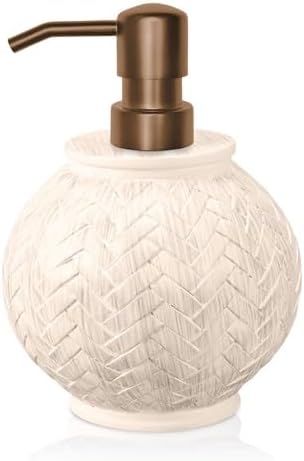 Elegante dispensador de jabón con bomba, diseño de tejido de cesta de resina, elegante accesorio de encimera de baño o cocina, para encimera de