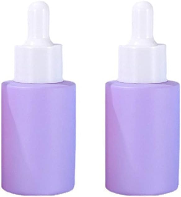 2 Pieces Glass Dropper Bottle with White Cap Essential Oil Bottles Pipettes Bottle Empty Refillable Perfume Sample Bottle Cosmetic Sub-Bottle Dropper Bottle for Essential Oil Perfume, Purple