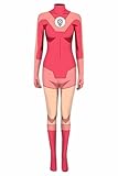 Atom Eve Cosplay Costume Invincible Jumpsuit Bodysuit Eve Wilkins Cloak Cape Outfits for Adults Women Halloween (Pink, 160)