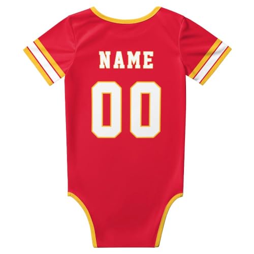 Custom Football Style Baby Clothes,Personalized Baby Name Number for Newborn Infants Bodysuit Gift 0-24 Months3