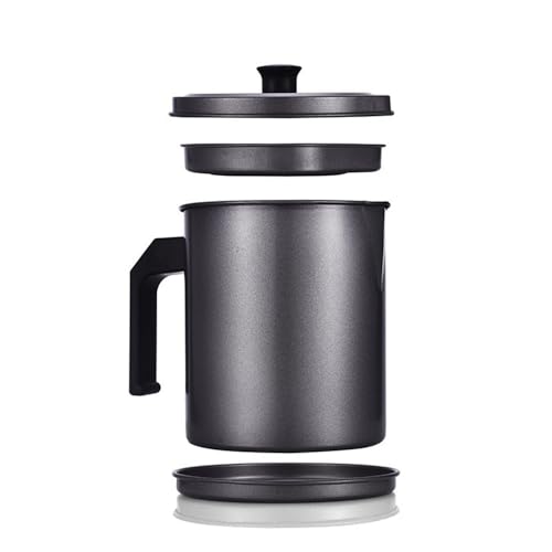 BYWXW Tarro Colador de Grasa, Filtro de Aceite de Cocina, Graseras de Cocina con Malla Fina Colador y Tapa Placa Antideslizante Colador de Acero Inoxidable de Gran Capacidad(Size:1.6L)
