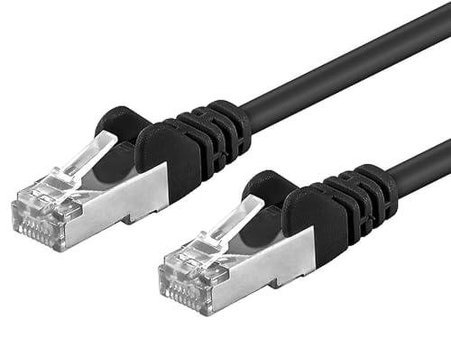 PremiumCord Câble Patch, CAT6a, 10Gbit/s, S/FTP, PIMF, Ethernet, LAN, Rapide, Flexible et Durable, RJ45, AWG 26/7, Câble en Cuivre 100% CU, Noir, 10m