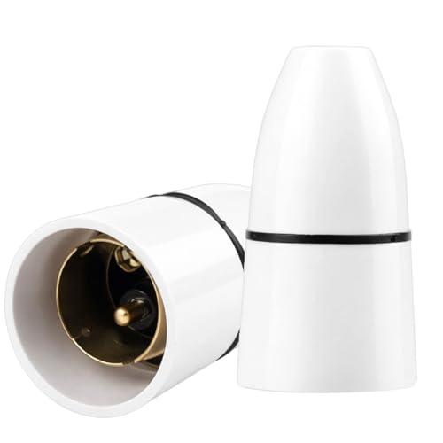 Image of 2 Pack B22 Bayonet Pendant Lamp Holder, White Bayonet Cap Ceiling Lamp Bulb Holder, Unswitched Fitting for Ceiling Mount, Wall Mount, Hanging Light Fixtures, Heat-Resistant, 250V