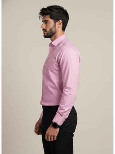 Image of Full Sleeve Black Formal Shirt for Men Cotton Regular Fit Casual - Pure Premium Branded Shirts for Men Formal Stylish Slim Plain Solid Man Wear as Office and Party