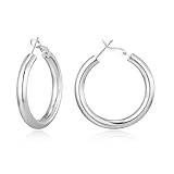 ❤【Ohrringe silber creolen】Diese Sterling Silber Hoop Ohrringe wurden nach höchsten Qualitätsstandards gefertigt. Blei- und nickelfreies Kupfer, geringes allergenes Potential. Die Chunky silber hoop earrings eignen sich für Frauen und Mädchen. Einfaches und klassisches Reifen-Design.