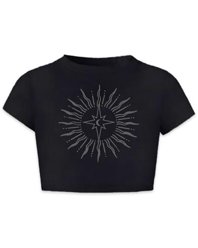 Image of Betusline Girls & Women Basic Summer Short Sleeve Slim Fit T-Shirts Soft Crewneck Crop Y2k Tee Cute Gym Fashion Clothes
