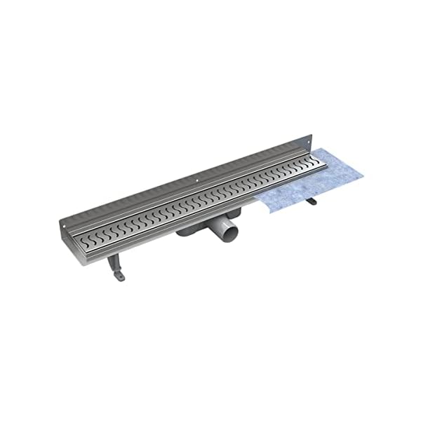 VOGI Duschrinne mit Wandaufkantung Edelstahl Komplettset (Wandablauf) mit dem Rost ONDA Ablaufrinne Siphon mit Geruchsstop, 25 Jahre Garantie, Länge 80 cm