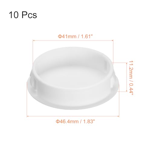 Image of uxcell 41mm /1.61 inch Plastic Hole Plugs, 10Pcs Flush Type Panel Round Snap in Fastener Knockout Locking Plugs for Furniture Insert End Caps Panels, White