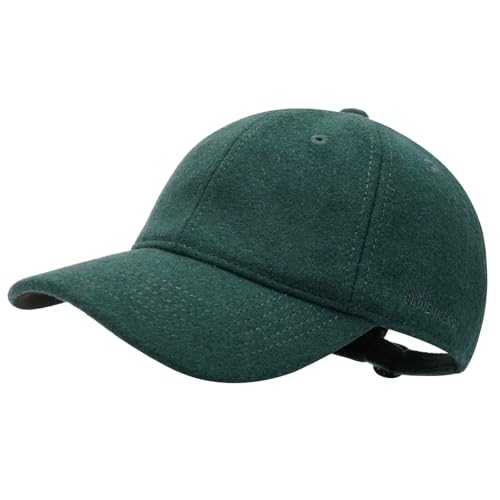 GADIEMKENSD Winter Baseball Caps Wool Dad Hat Warm Trucker Hats Work cap Workout Thick for Mens Womens Unstructured, Blackish Green L