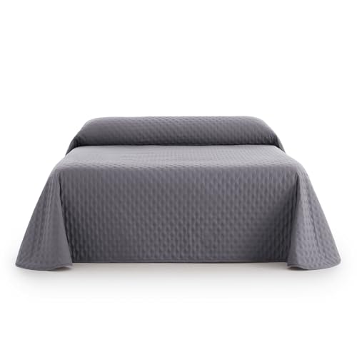 Lanovenanube Colcha bouti Nature, con Relleno de 90 gr/m2. Medida Cama 135 (230x270 cm). Tejido de Tacto Suave con Ligero Acolchado y Reversible. Color Gris