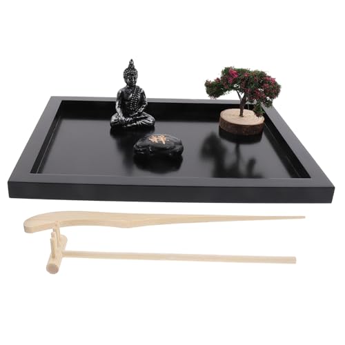 Vaguelly Table Artware Zen Garden for Desk Sandbox Figure Model Box Ornament Zen Garden Kit Decor Buddha Statue