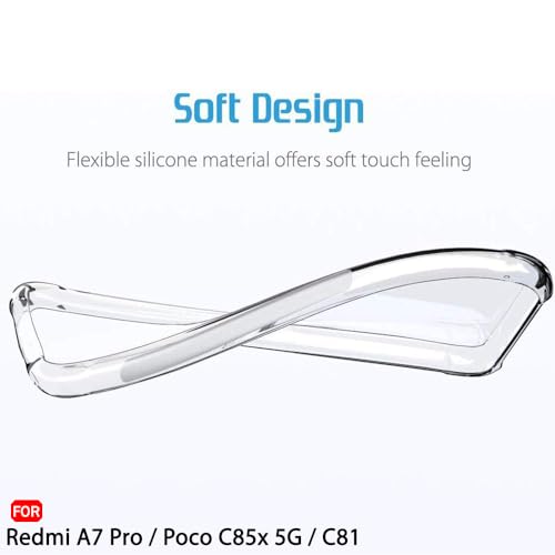 Image of TheGiftKart Transparent Crystal Clear Back Cover Case for Mi Redmi A7 Pro /Poco C85x 5G / C81 | Shockproof Soft TPU Case | Cushioned Edges for Ultimate Protection Back Cover Case (TPU, Transparent)