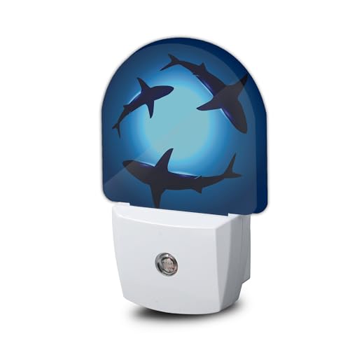Image of Night Light,Floating Sharks Night Lights Plug Into Wall Bedroom Bathroom Kitchen Hallway Stairs Hallway,Energy Efficient Decor Desk Lamp Gifts