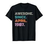 awesome since april 1987 birthday 1987 men women vintage maglietta