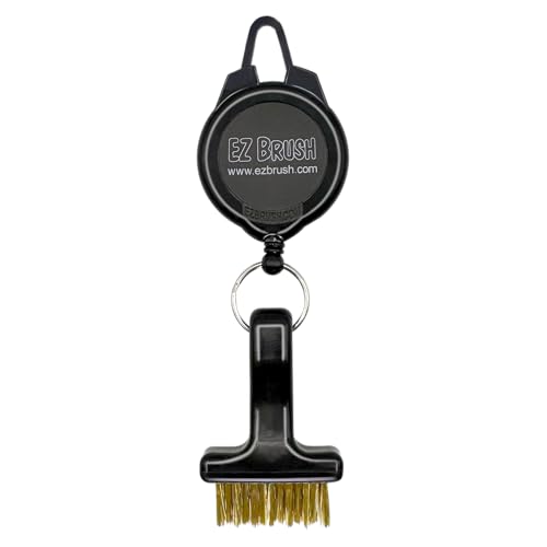 EZ Brush Mini Retractable Golf Club Brush Cleaning Tool with Clip and Brass Bristles