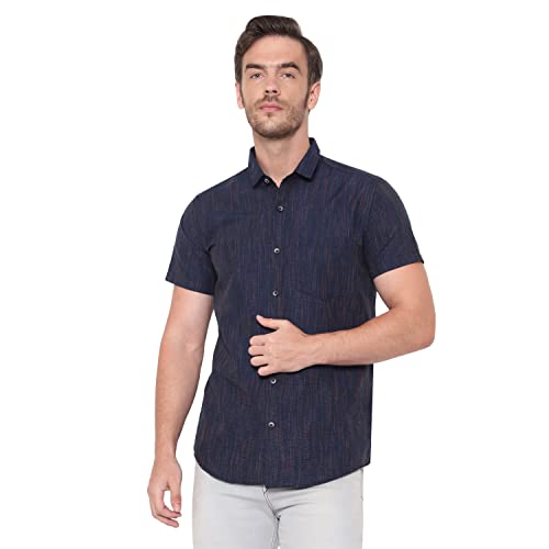 Image of LATEST CHIKAN Men's Cotton Blend Textured Half Sleeves Shirt