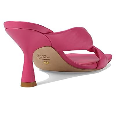 Stuart Weitzman Playa 75 Knot Sandal for Women - Sculptural Heel, Voluminous Knotted Detail, and Lacquered Nappa Leather Footwear Hot Pink 9 M