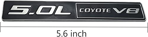 Image of 2X 5.0L Coyote Emblems, 3D Trim Fender Hook Trunk Badge Decals Stickers (Black-Silver)