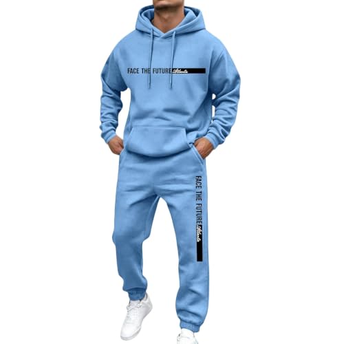 Mens Sweat Suits 2 Piece Set Fleece Hoodie Match Sweatpants Activewear - image 1