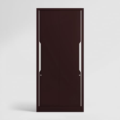 Image of Interio by Godrej Almirah Slide N Store Compact Plus 2-Door Steel Sliding Wardrobe for Clothes (Textured Shell Wine Red), 1-Year Warranty, 7 Shelves, 1 Drawer