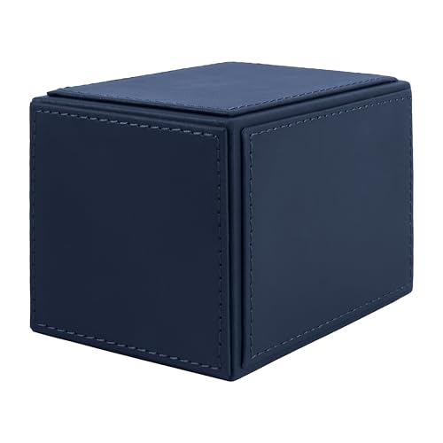 Image of V-CUBE DESIGNS Premium Vegan Leather Pen Holder for Desk & Study Table Accessory | Marker /Pencil Stand for Student | Stationery Organizer for Office Table & Home | 6mm Thickness with MDF Core | Blue