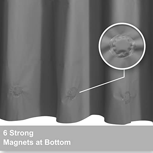 Image of Barossa Design Gray Shower Curtain Liner with 6 Magnets - Heavy Duty Waterproof PEVA Shower Liner for Bathroom, 72 inch x 72 inch Standard Size, Metal Grommets - Dark Gray, 72x72