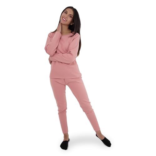GAON. Conjunto de Pijama de Mujer Termica para Frio e Invierno - Ropa Termica para Dama Playera y Pantalon Color (Durazno, XL)
