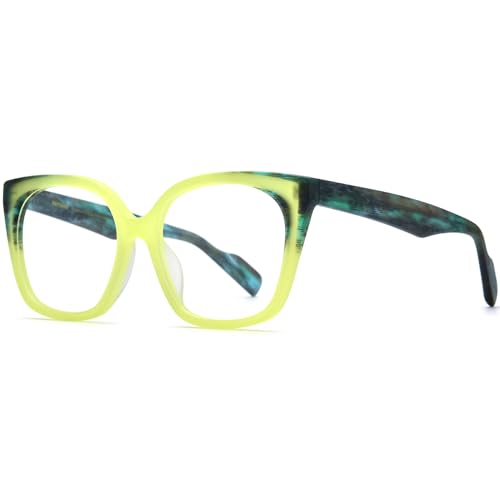 Image of HEPIDEM Gradient Multicolor Acetate Glasses Frame Women Big Oversize Eyeglasses 2023 New Spectacles Eyewear