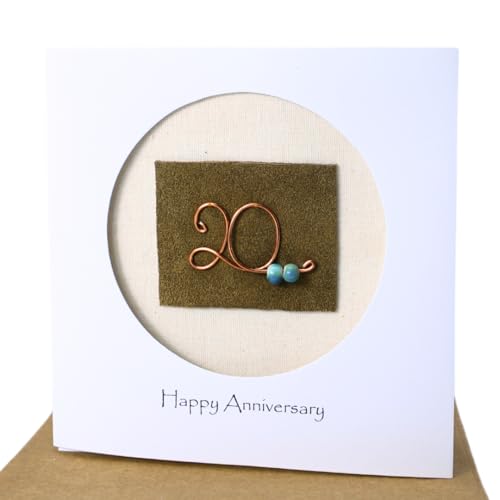 Camellia Bees 20th Anniversary Card For Her Him, Handmade 20 anniversary card for Happy Couple, Wife, Husband (20th)