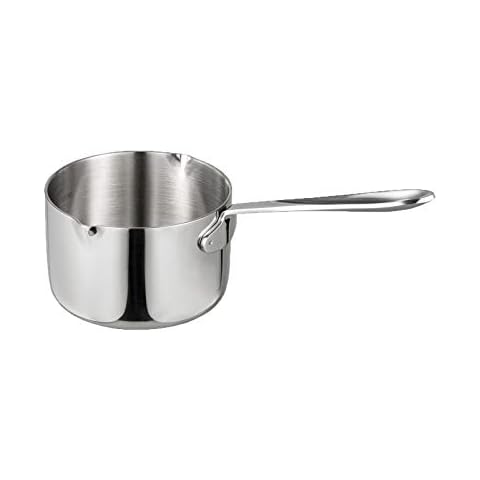 IMEEA Milk Pot Butter Warmer 10cm, 450ml Milk Pan 18/10 Tri-Ply Stainless Steel Tea Coffee Boiling Pot Mini Saucepan with Double Pouring Cover