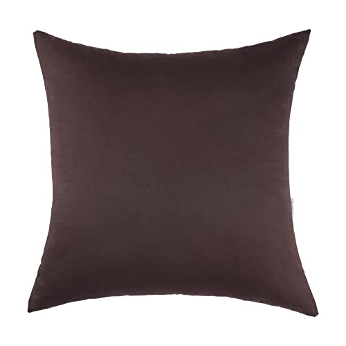 Image of Cazimo Velvet Cushion Covers for Bed, Sofa and Couch - 16 * 16 inches | Ideal for Living Room | Set of 2, Brown